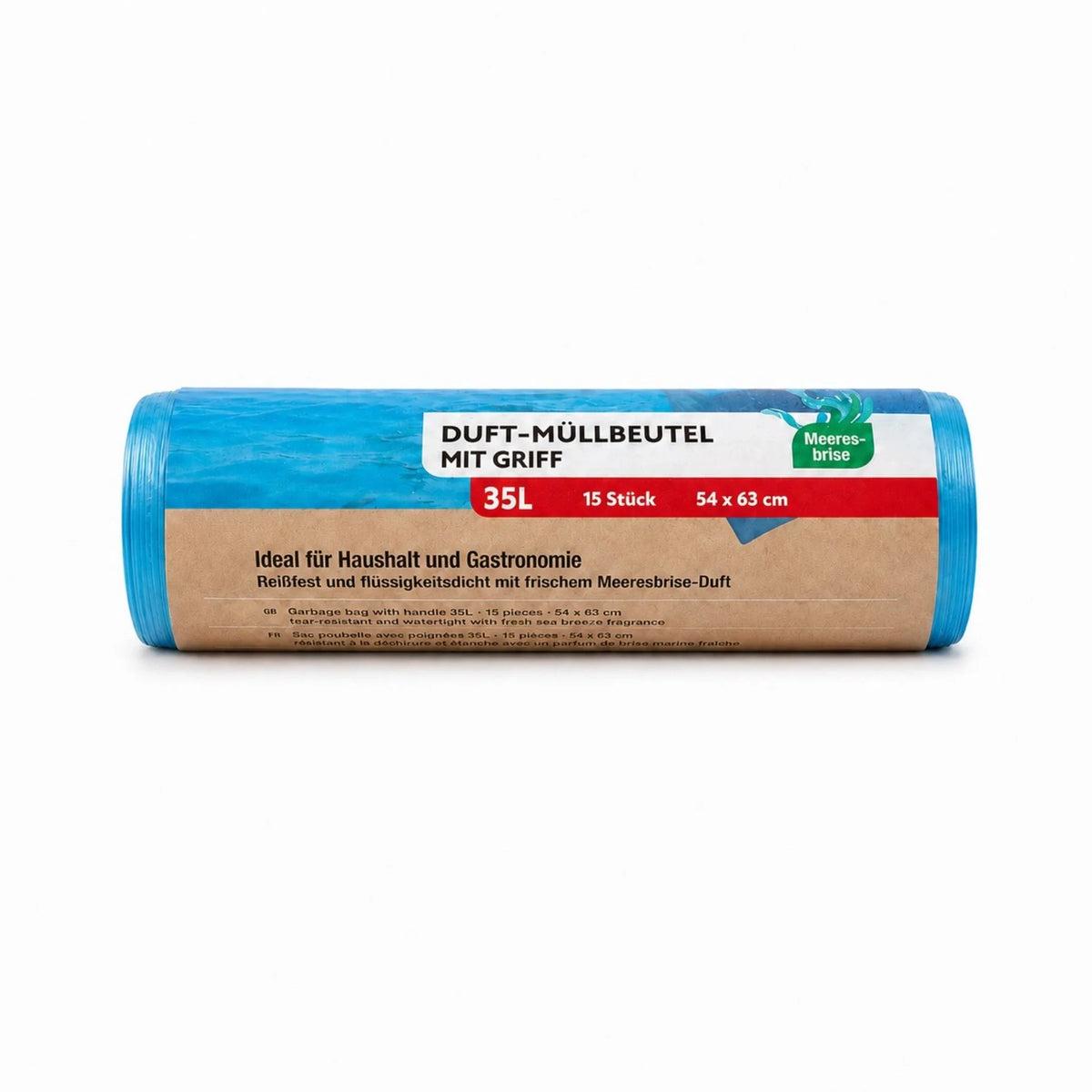 Müllbeutel-Rolle mit Tragegriff, 35 l, blaue Beutel (15 Stück)
