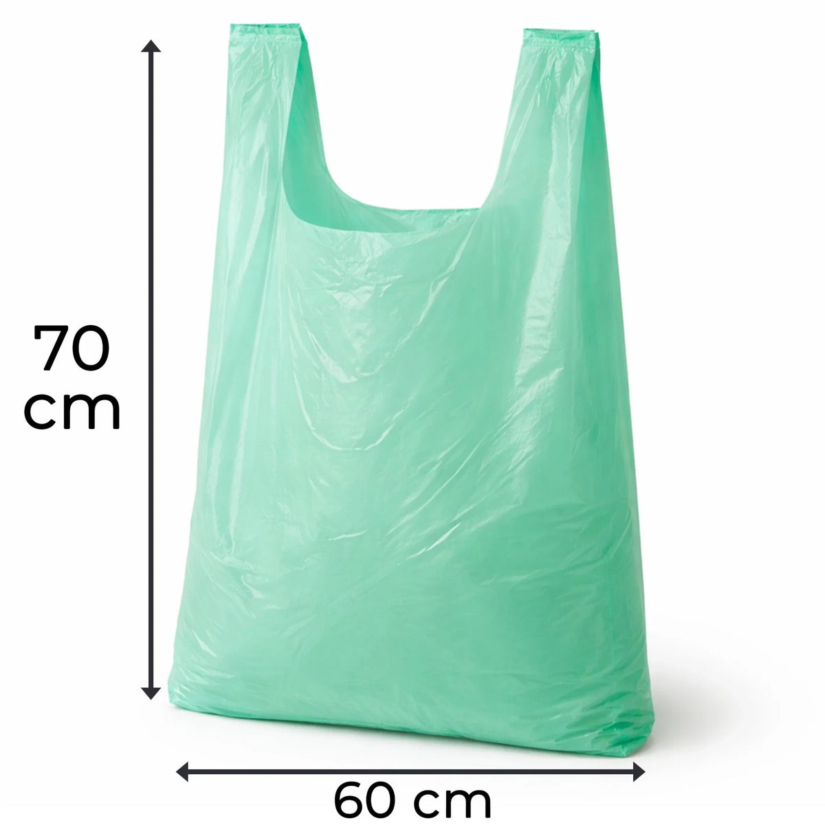 Grüner Müllbeutel 60×70 cm mit Tragegriffen, für 50 l Kapazität