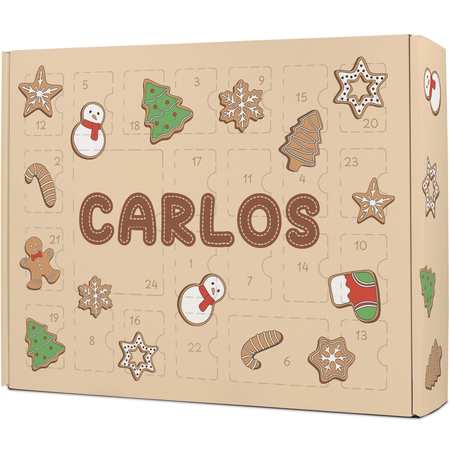Personalisierter DIY Adventskalender mit Lebkuchen Design zum selbst Befüllen