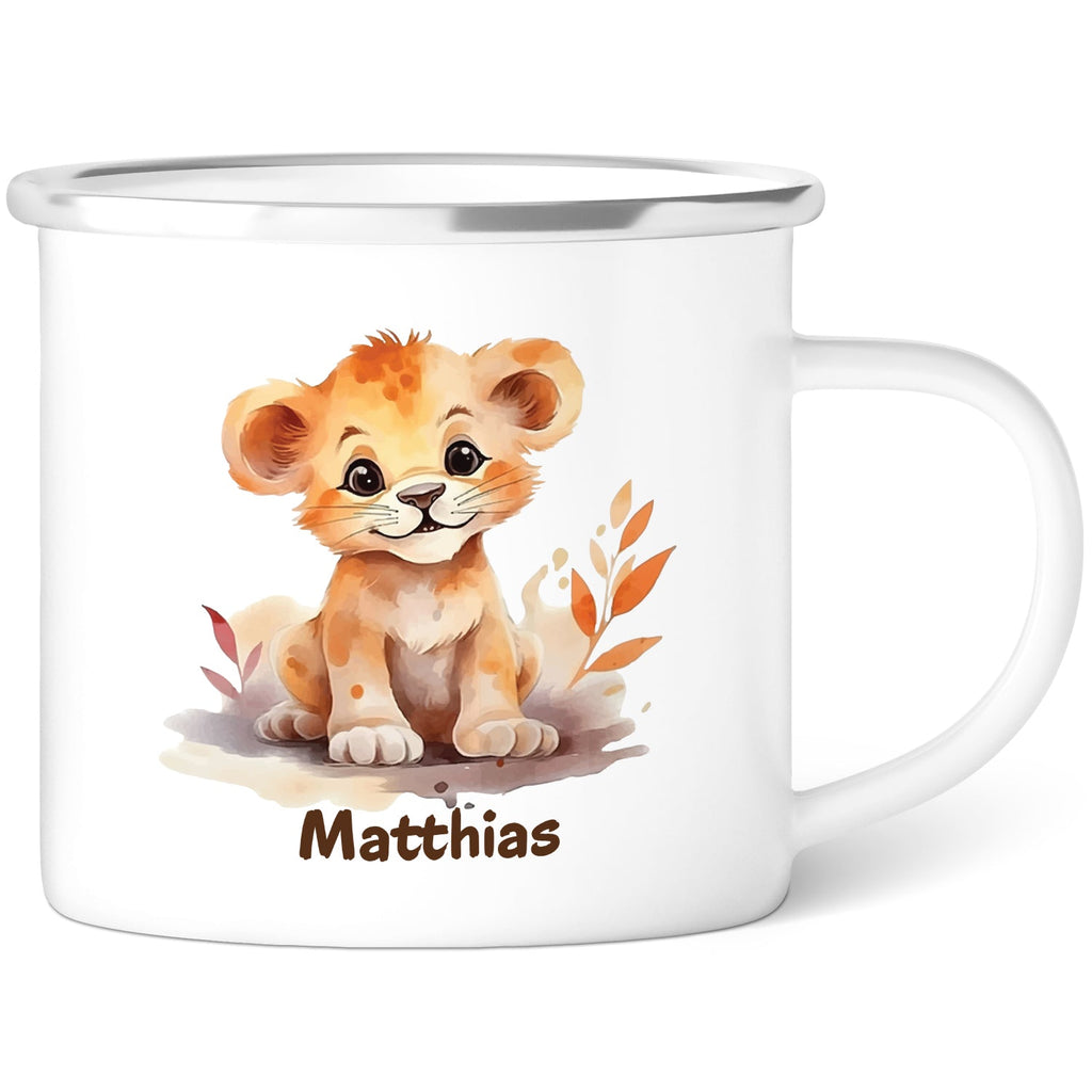 Emaille Tasse für Kinder - Tiere - Personalisiert mit Namen