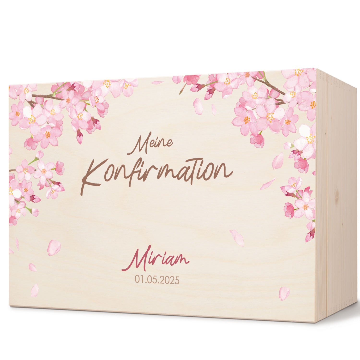 Bedruckte Erinnerungskiste zur Kommunion & Konfirmation - Kirschblüten