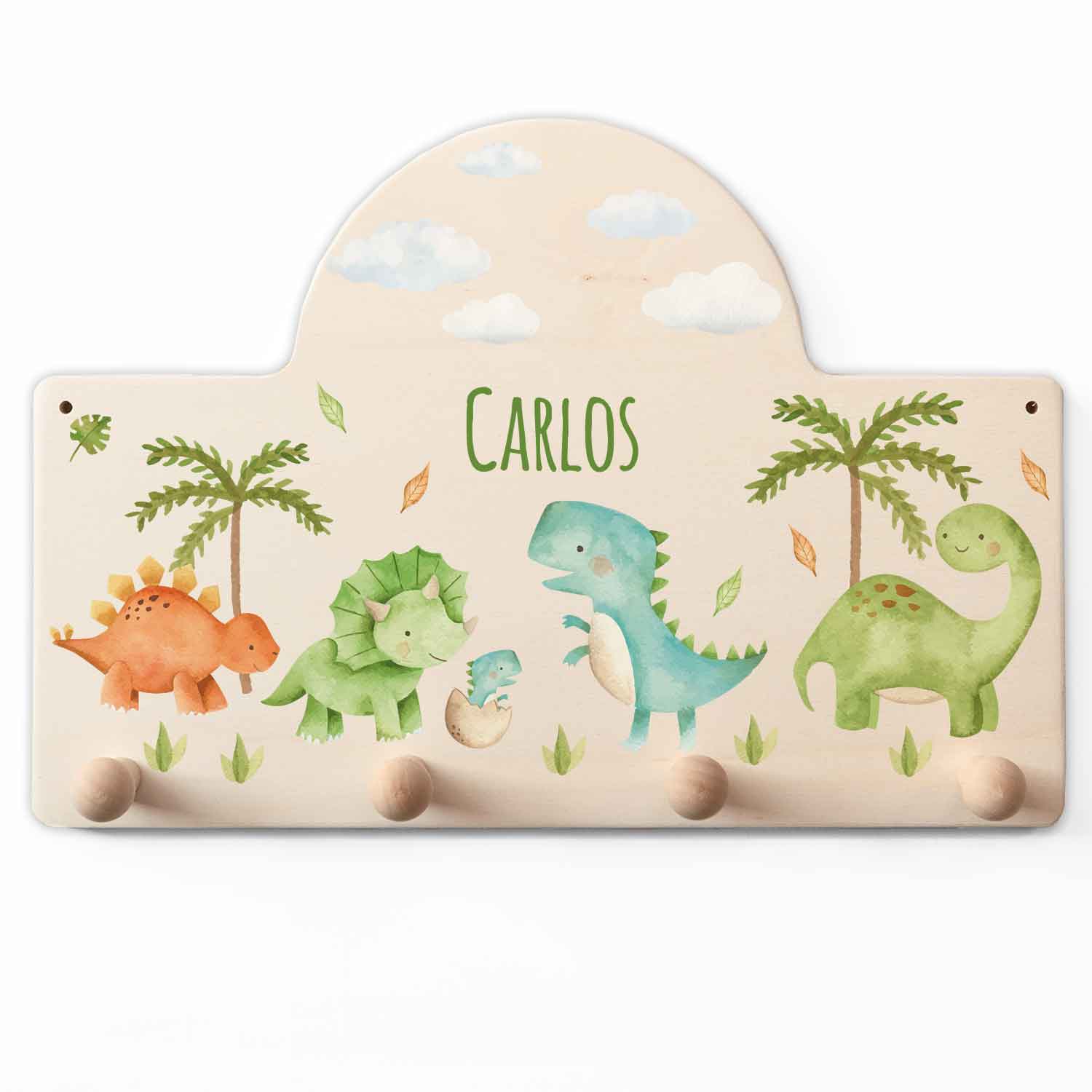Personalisierte Garderobe fürs Kinderzimmer - Dino
