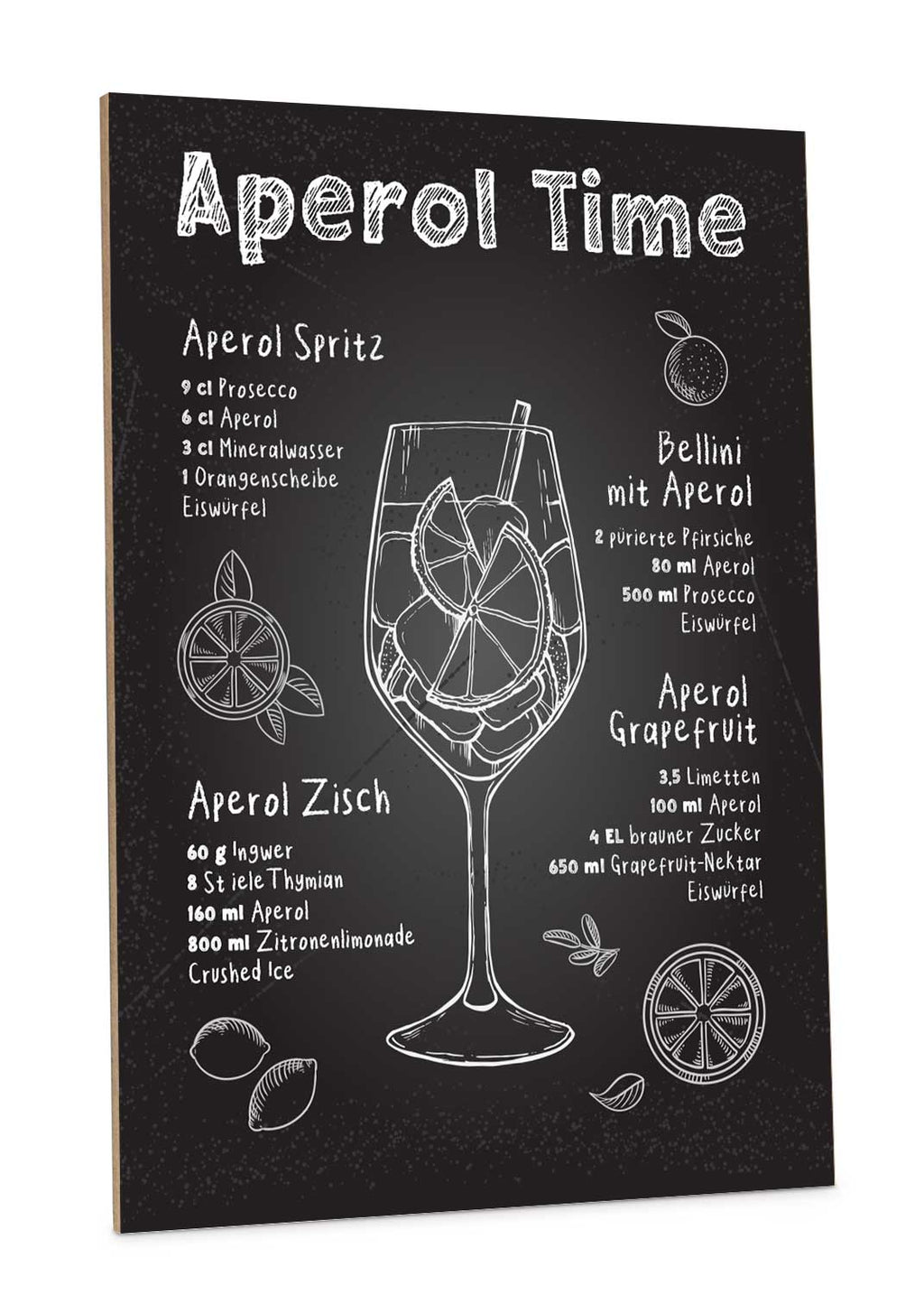 Holzschild mit Aperol Spritz Motiv - Aperol Rezepte - Geschenk für Aperol Liebhaber