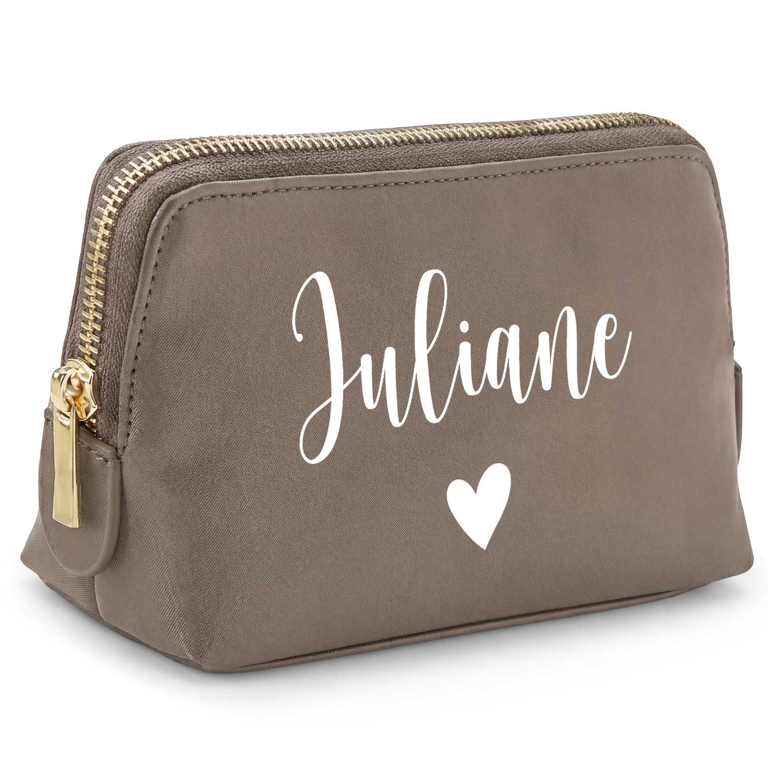 Personalisierte Leder Kosmetiktasche mit Name für Kosmetik & MakeUp