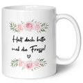 Bedruckte Tasse mit Spruch - "Halt doch bitte mal die Fresse!"