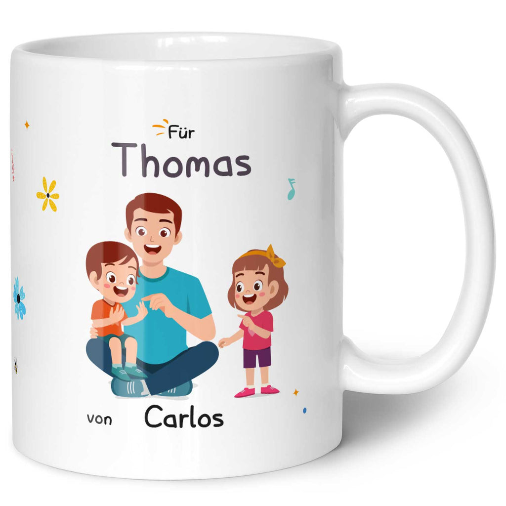 Bedruckte Tasse mit Spruch Hinter jedem glücklichen Kind