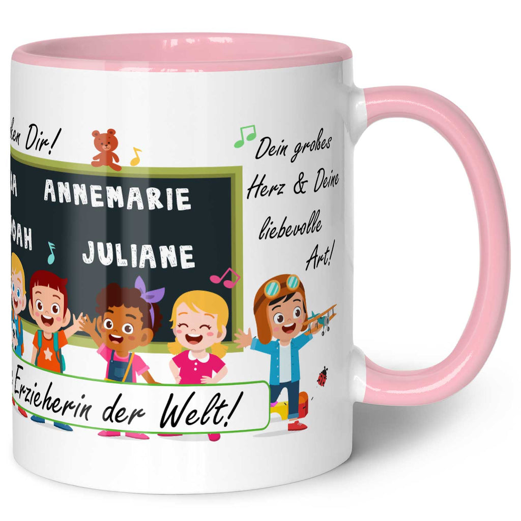 Bedruckte Tasse mit Spruch Erzieher/in Abschied mit Tafel
