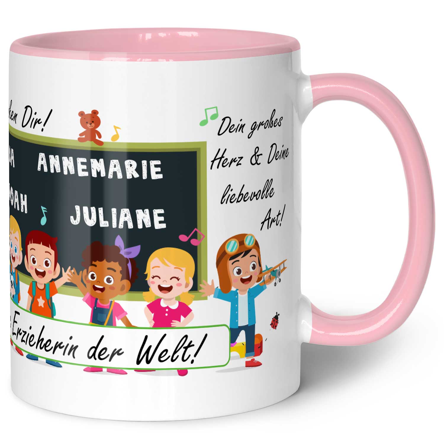 Bedruckte Tasse mit Spruch Erzieher/in Abschied mit Tafel