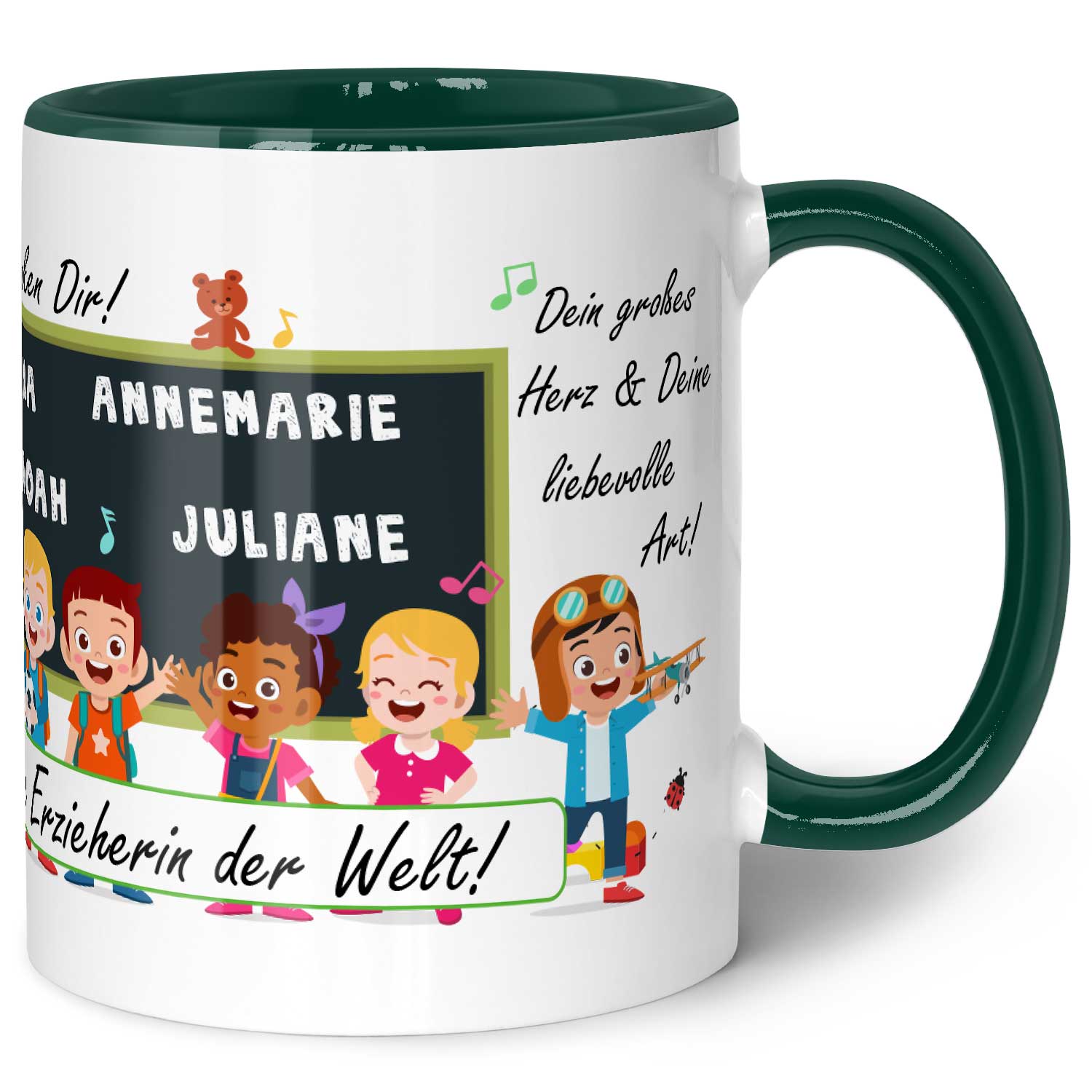 Bedruckte Tasse mit Spruch Erzieher/in Abschied mit Tafel