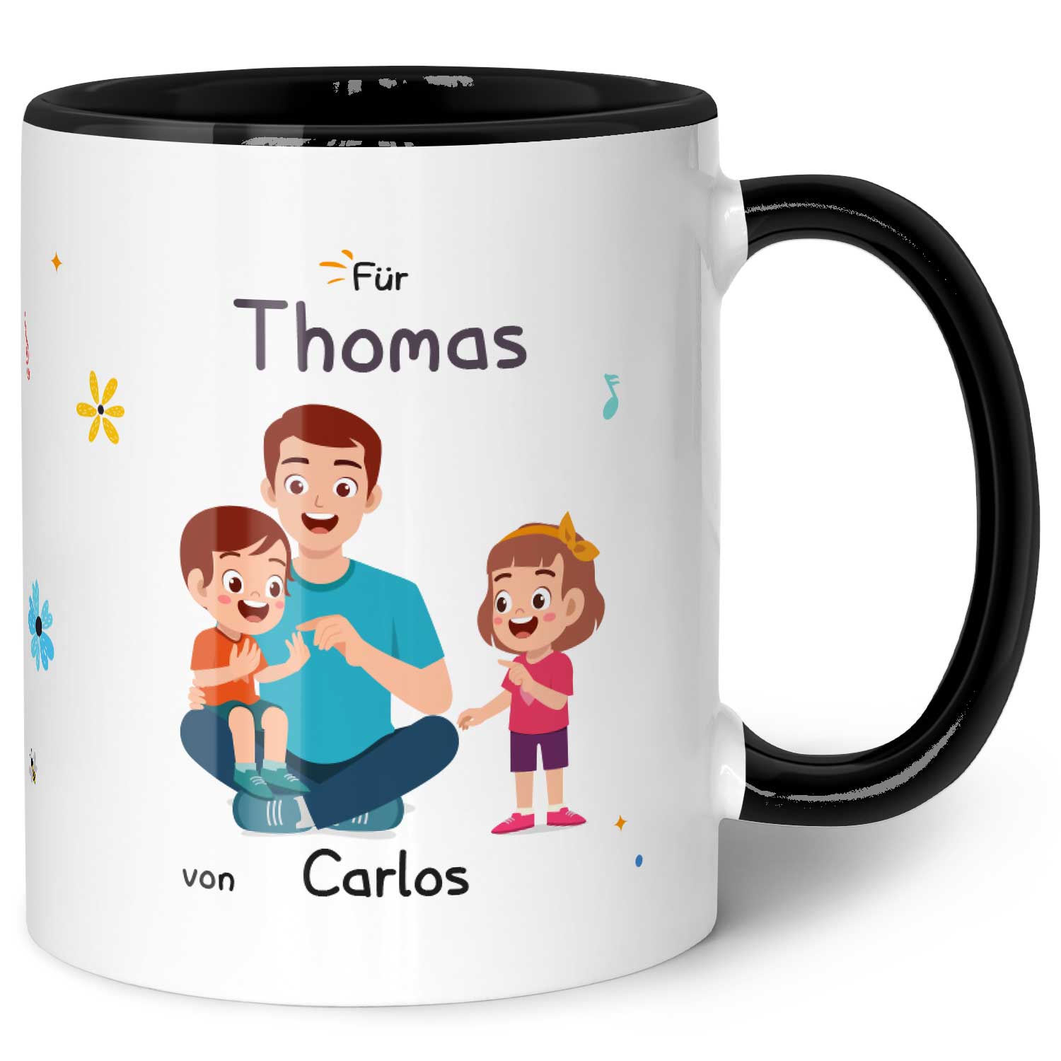 Bedruckte Tasse mit Spruch Hinter jedem glücklichen Kind