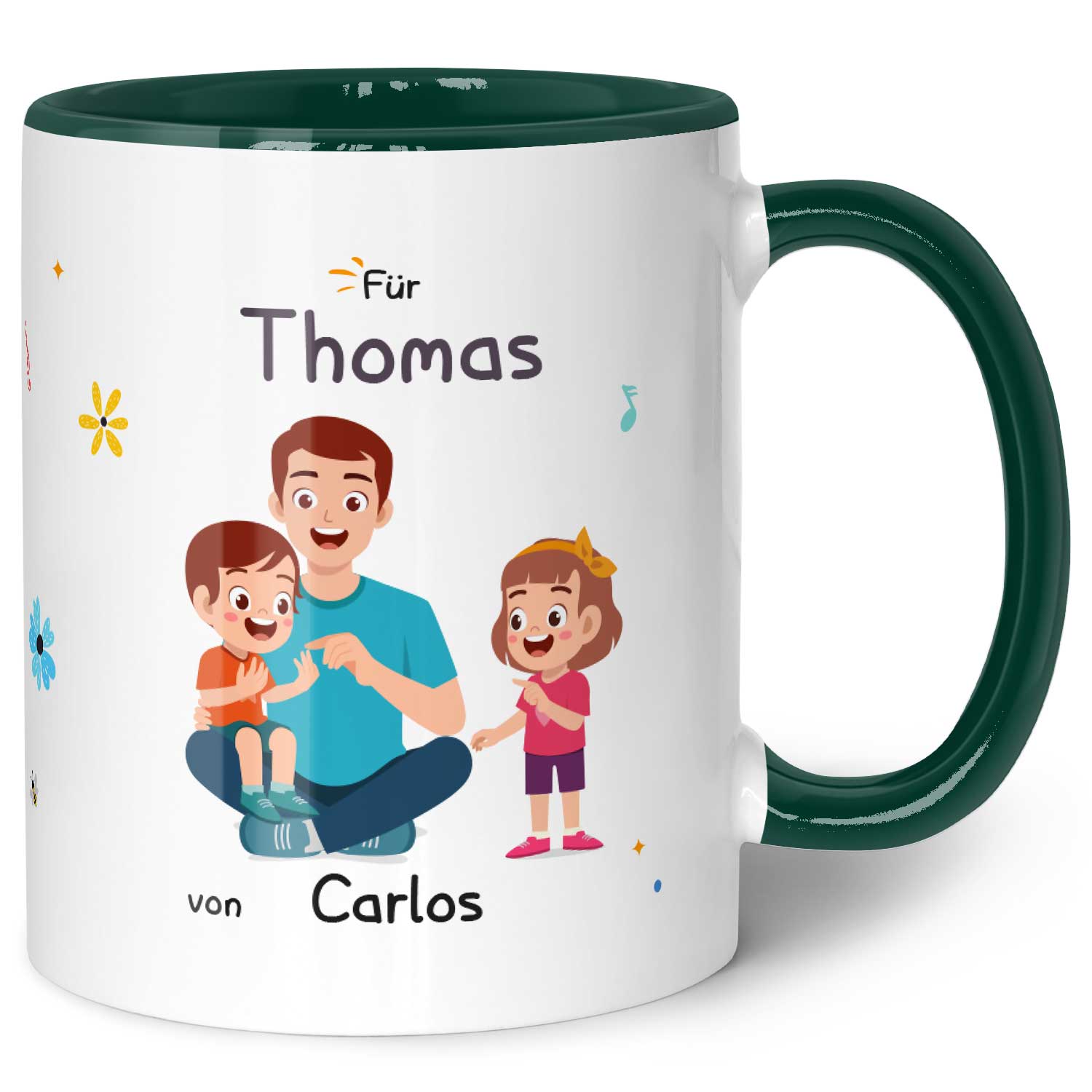 Bedruckte Tasse mit Spruch Hinter jedem glücklichen Kind