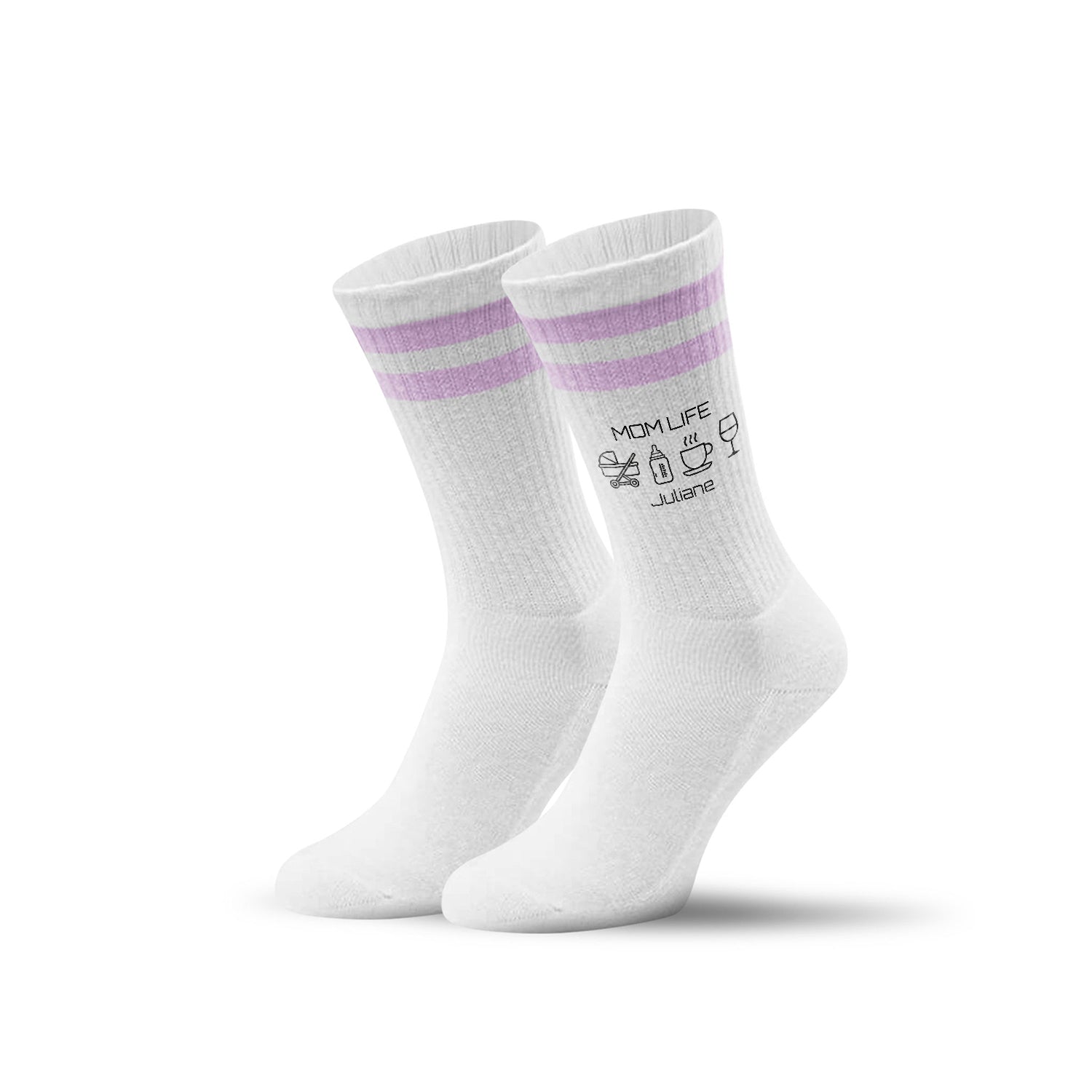 Tennissocken - Mom Life - personalisiert mit Namen