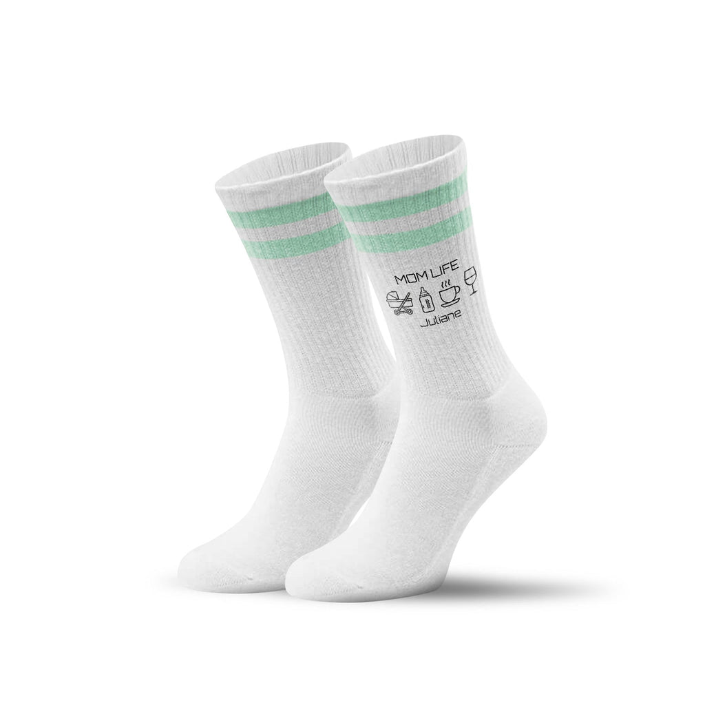 Tennissocken - Mom Life - personalisiert mit Namen