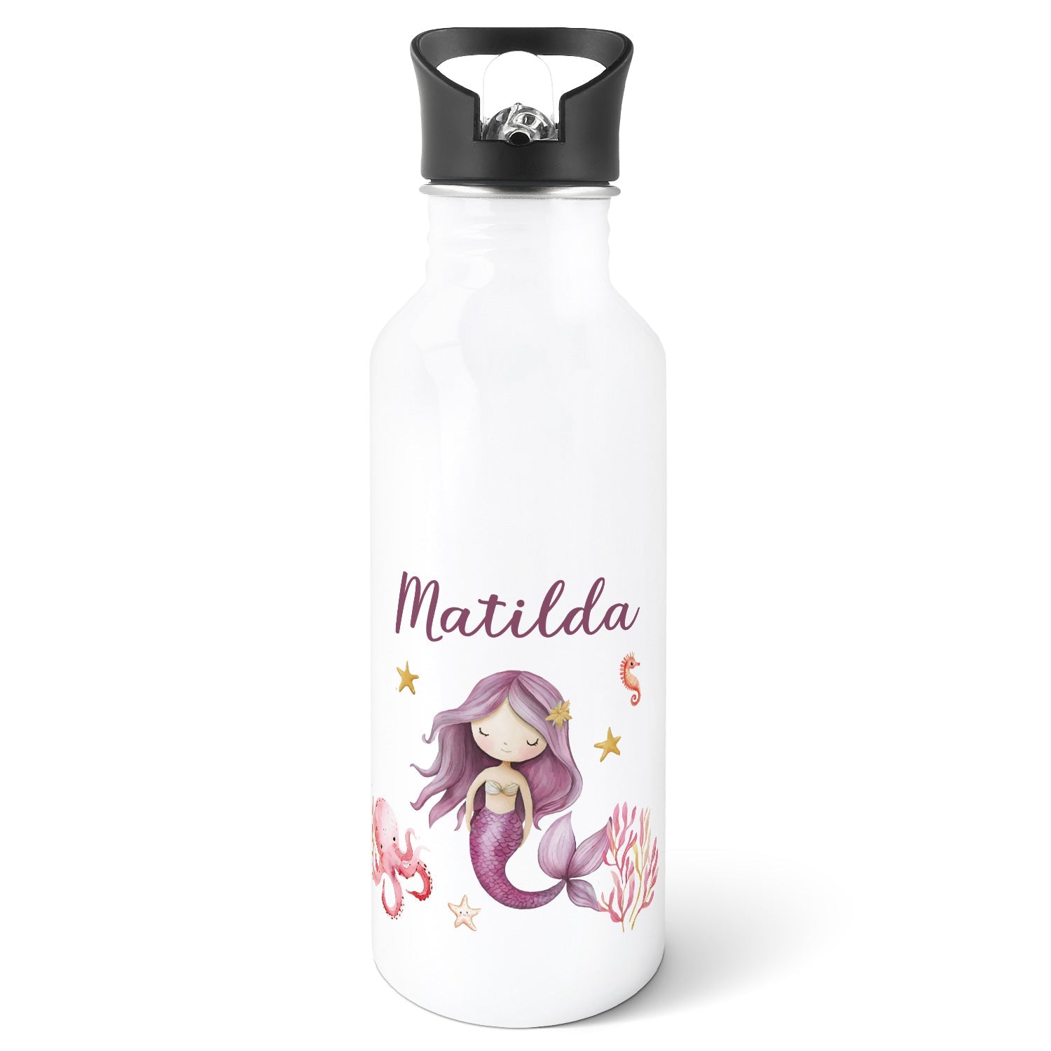 Bedruckte Trinkflasche aus Edelstahl - Meerjungfrau