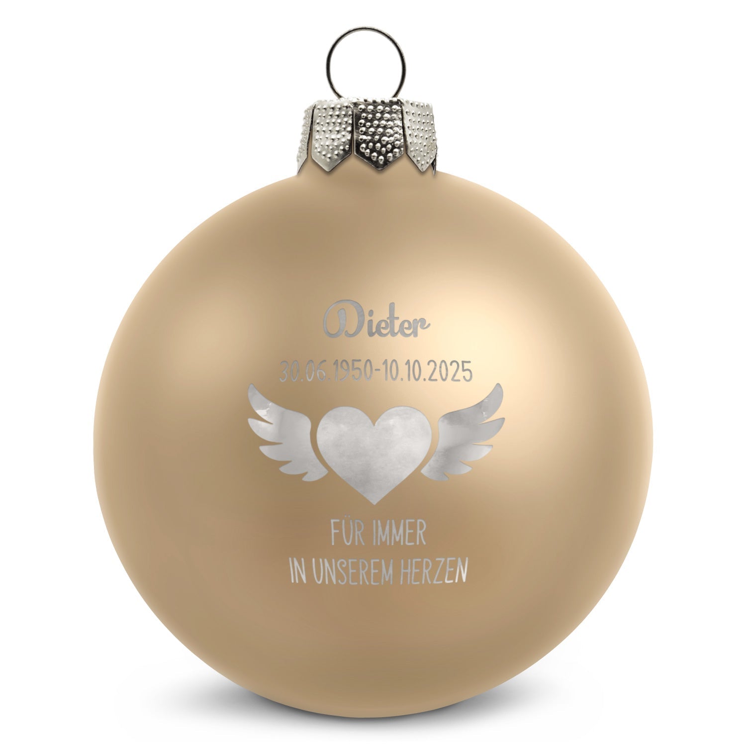 Gravierte Weihnachtskugel - Flügelherz