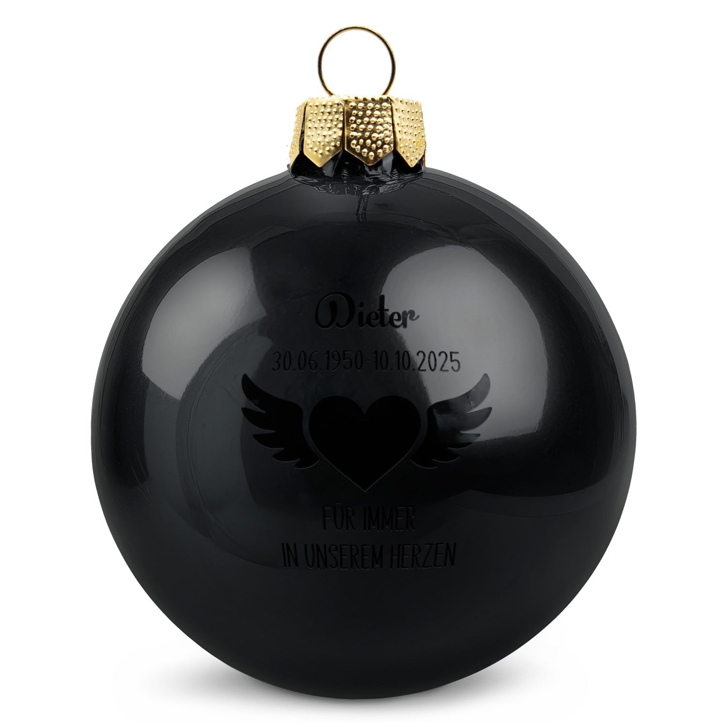 Gravierte Weihnachtskugel - Flügelherz