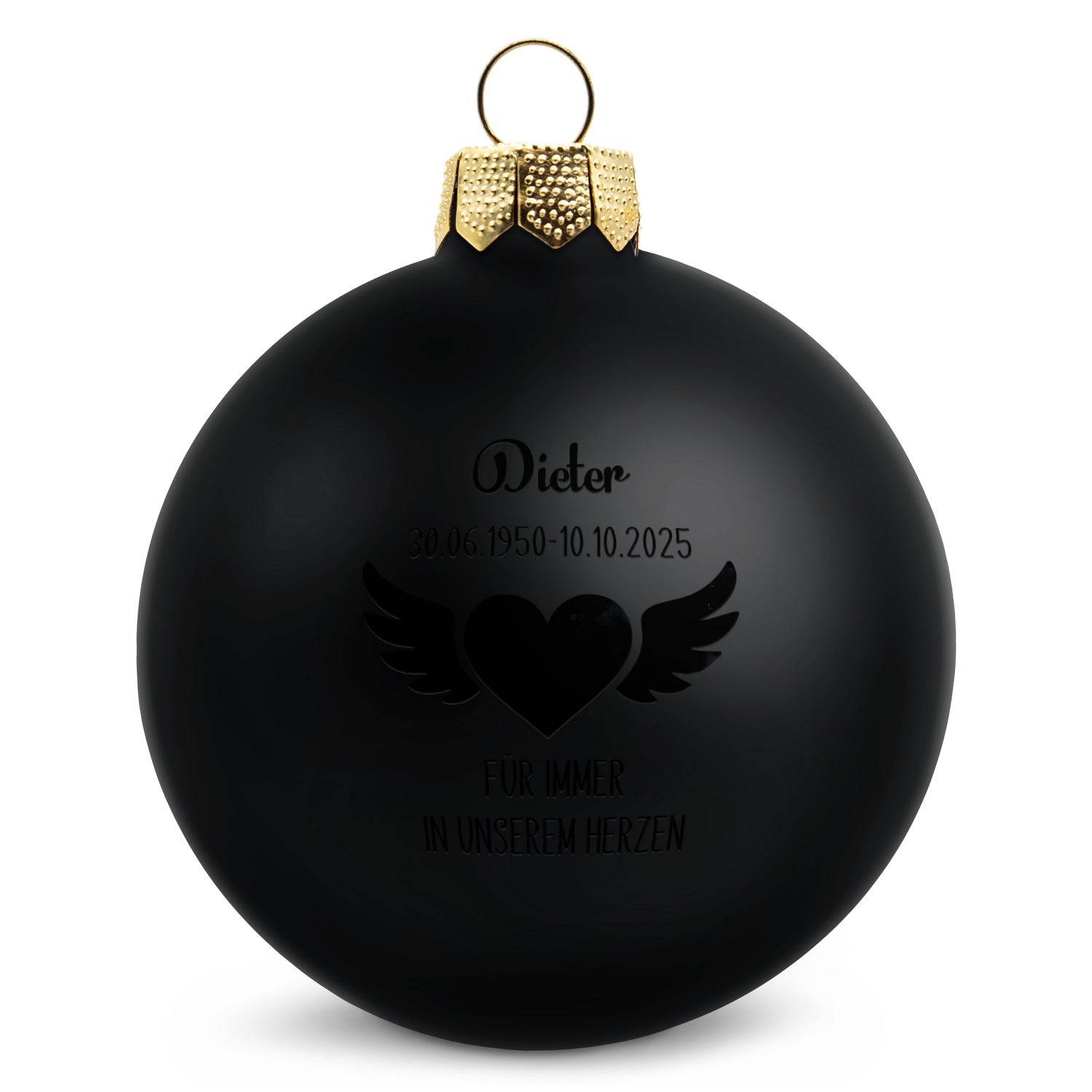 Gravierte Weihnachtskugel - Flügelherz