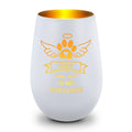 Deko Windlicht aus Glas mit Gravur - Pfotenengel - Personalisiert mit Namen & Datum
