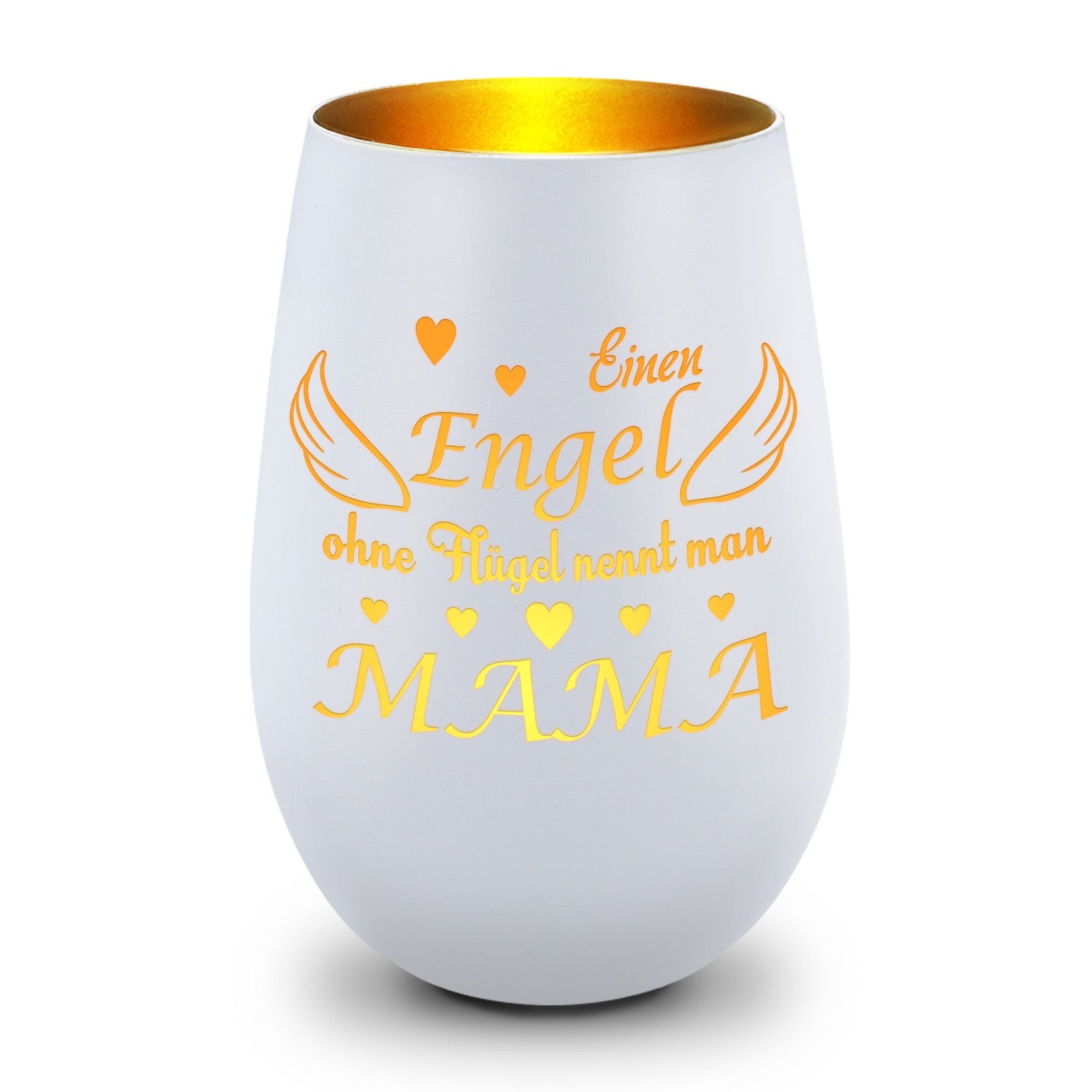 Deko Windlicht aus Glas mit Gravur - Einen Engel ohne Flügel nennt man Mama - Zum Mutterag