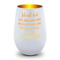 Deko Windlicht aus Glas mit Gravur - Ich will dich heute, morgen
