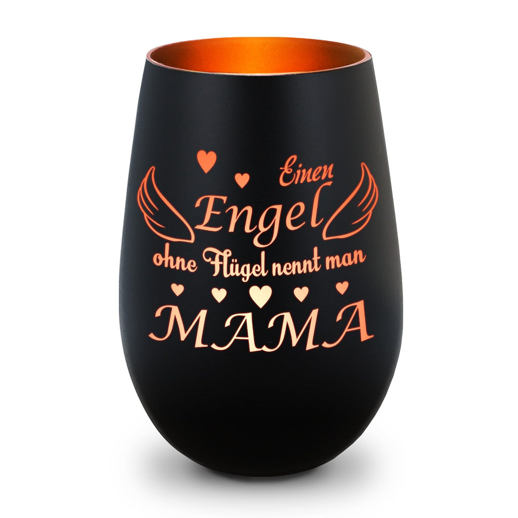 Deko Windlicht aus Glas mit Gravur - Einen Engel ohne Flügel nennt man Mama - Zum Mutterag
