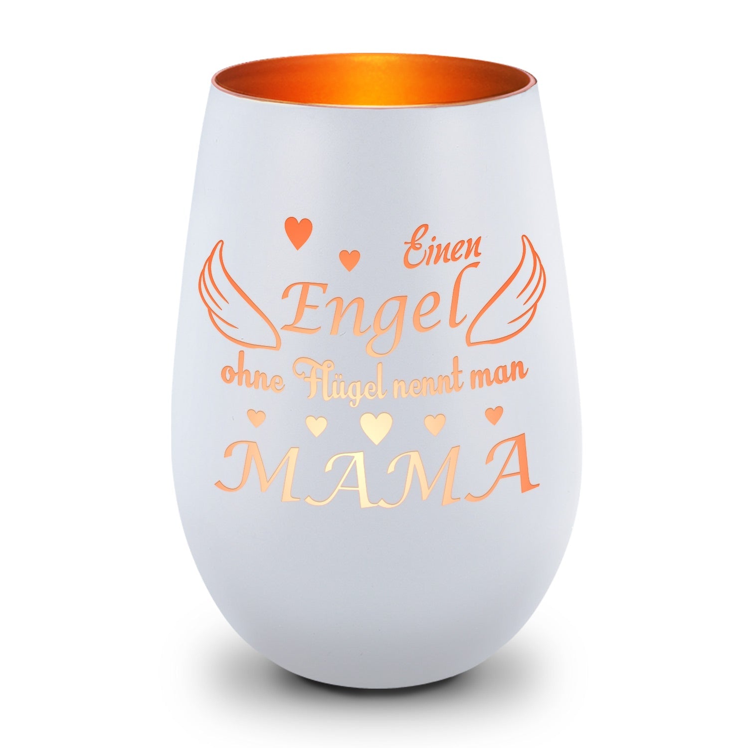 Deko Windlicht aus Glas mit Gravur - Einen Engel ohne Flügel nennt man Mama - Zum Mutterag