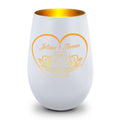 Deko Windlicht aus Glas mit Gravur - Schwanenherz - Personalisiert mit Namen & Datum
