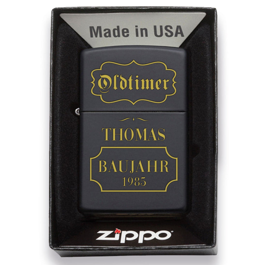 GRAVURZEILE x ZIPPO Personalisiertes Sturmfeuerzeug - Oldtimer - Windfest und Langlebig - Nachfüllbar