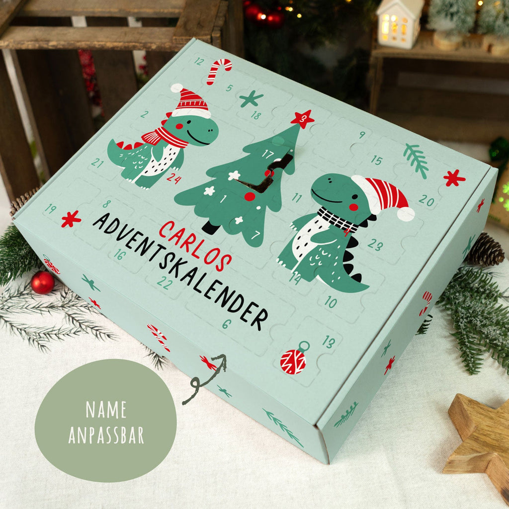 Personalisierter DIY Adventskalender mit Dinos Design zum selbst Befüllen