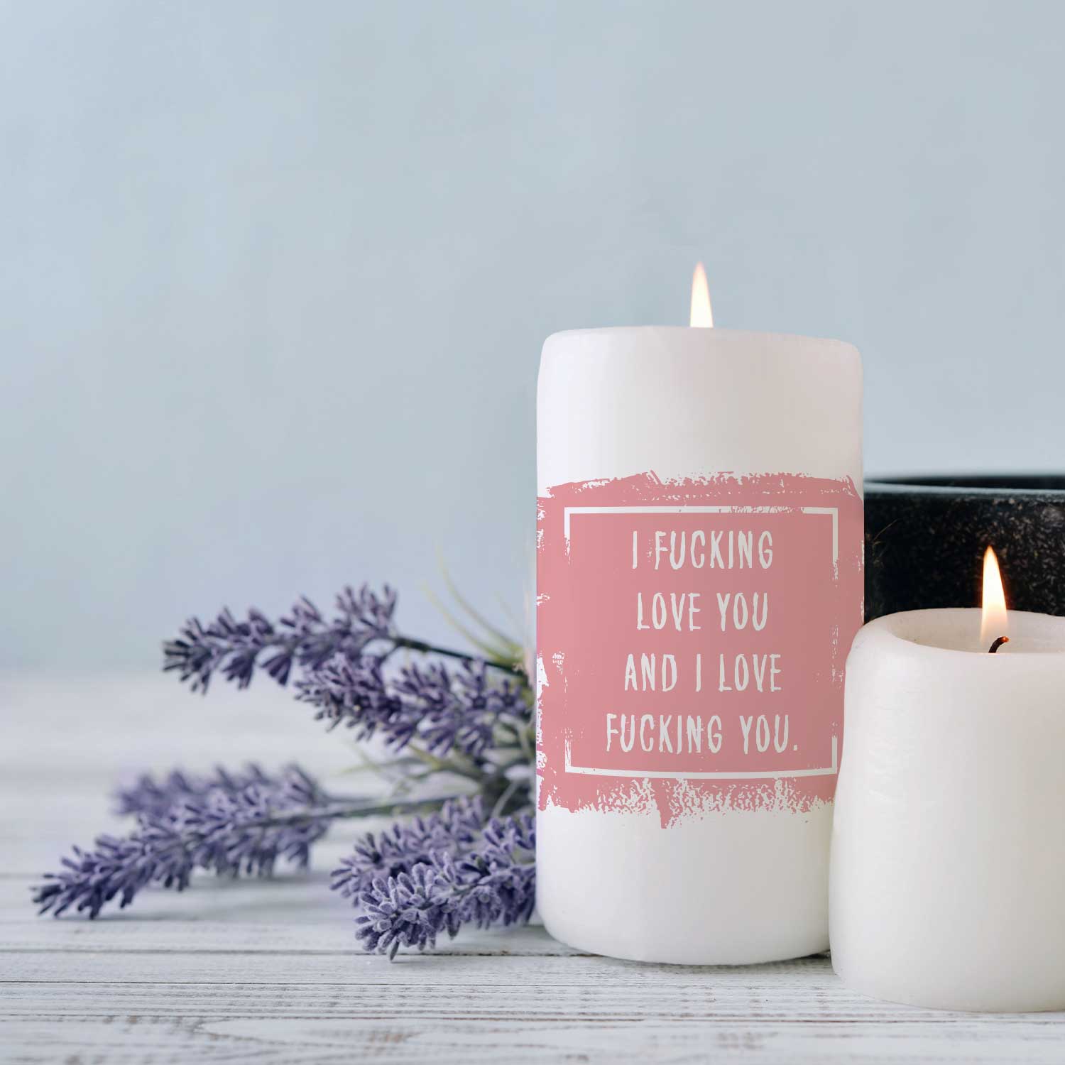 Kleine Kerze mit Spruch "I Fucking Love You"