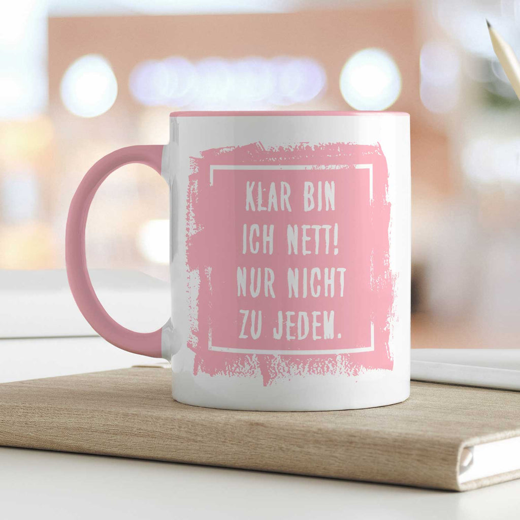 Bedruckte Tasse mit Spruch - "Klar bin ich nett"