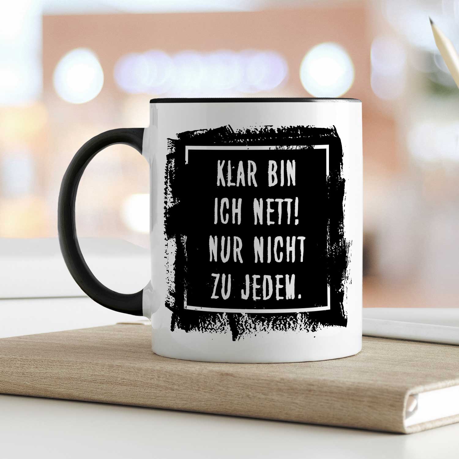 Bedruckte Tasse mit Spruch - "Klar bin ich nett"
