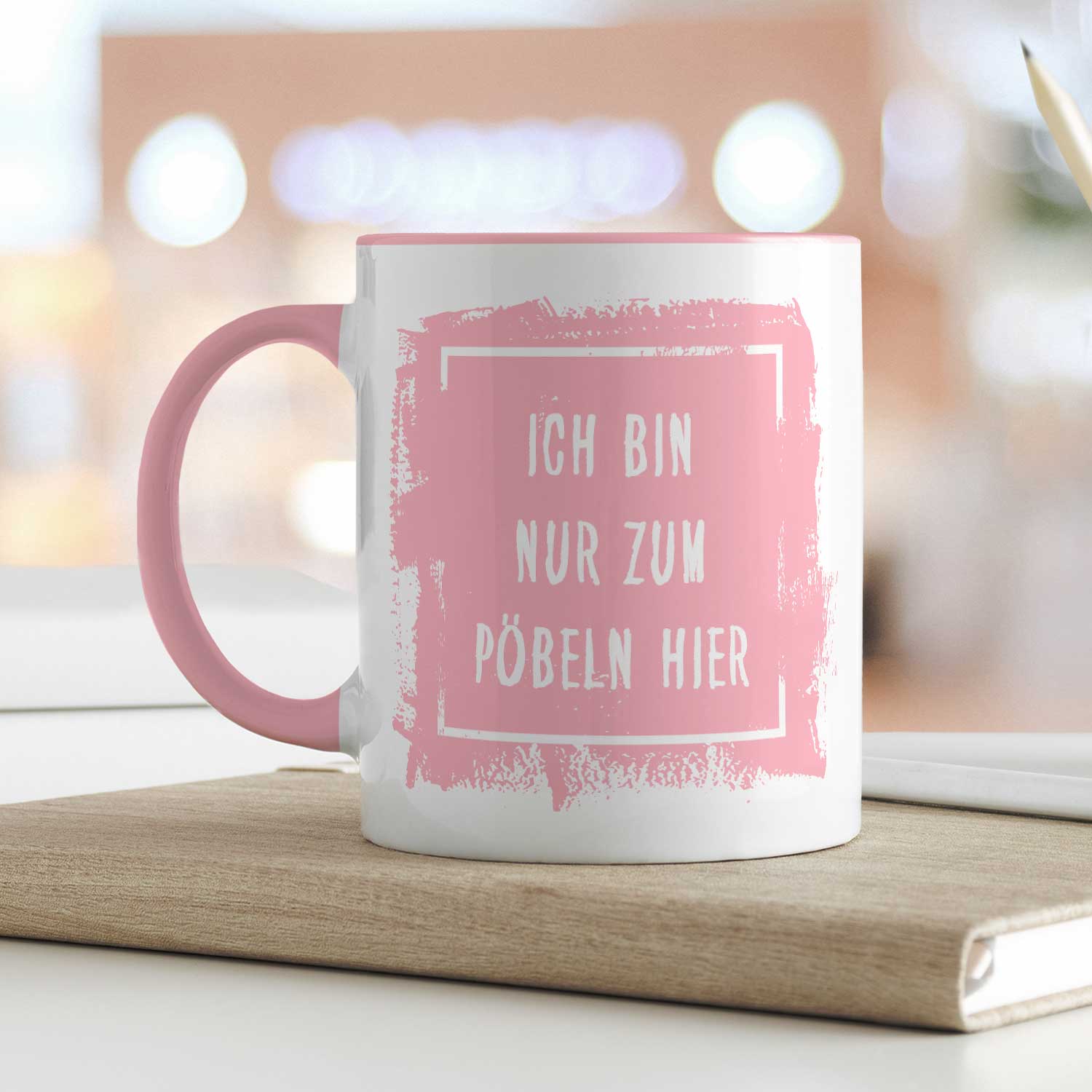 Bedruckte Tasse mit Spruch - "Ich bin nur zum Pöbeln hier"
