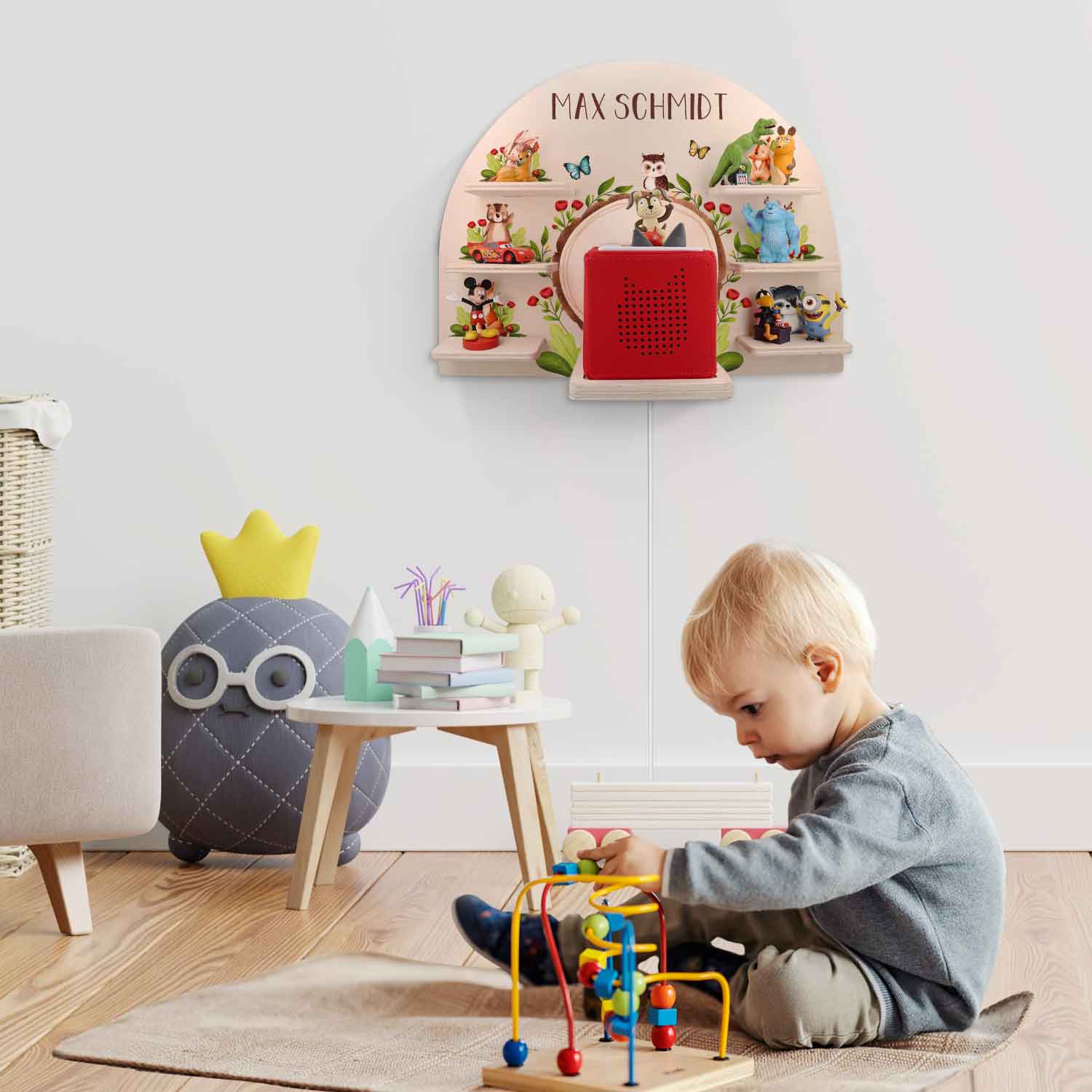 Toniebox Regal für Kinderzimmer - Tiergruppe Wald - Personalisiert mit Namen