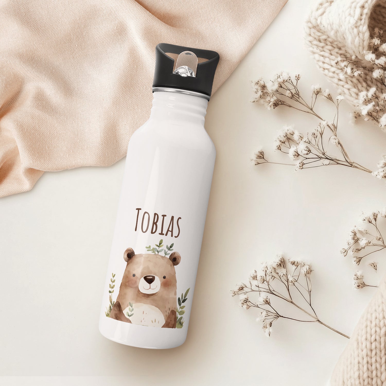 Bedruckte Trinkflasche aus Edelstahl - Bärenfreunde