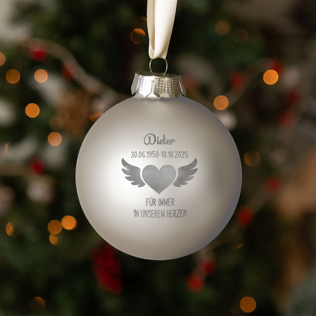 Gravierte Weihnachtskugel - Flügelherz