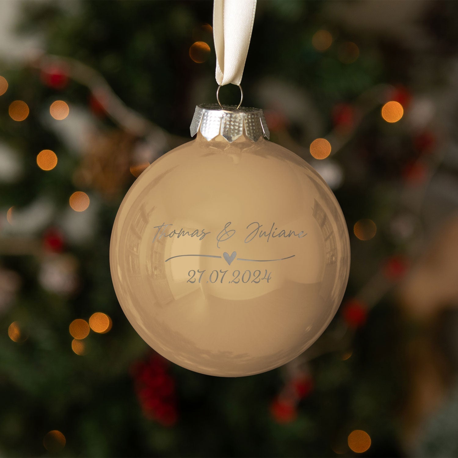 Gravierte Weihnachtskugel - Wedding Love