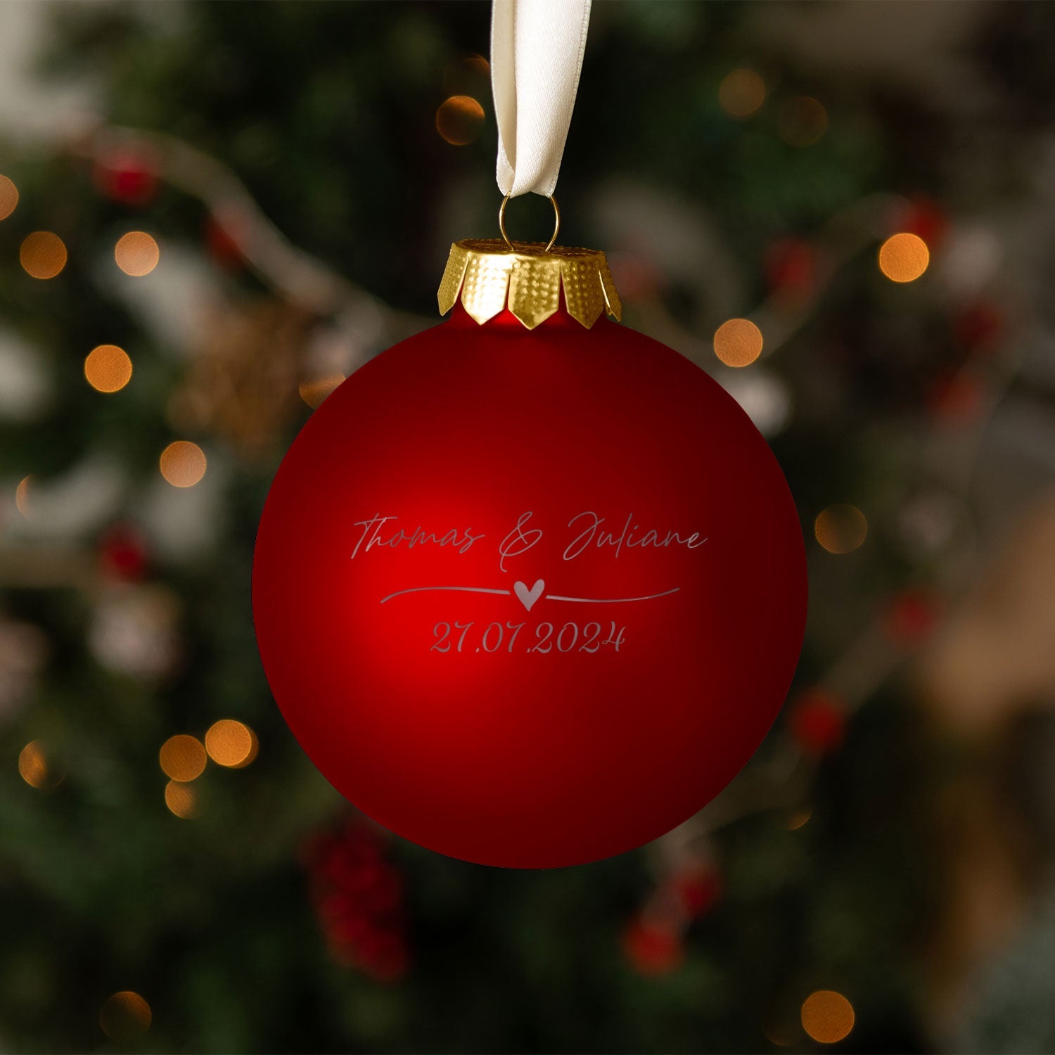 Gravierte Weihnachtskugel - Wedding Love