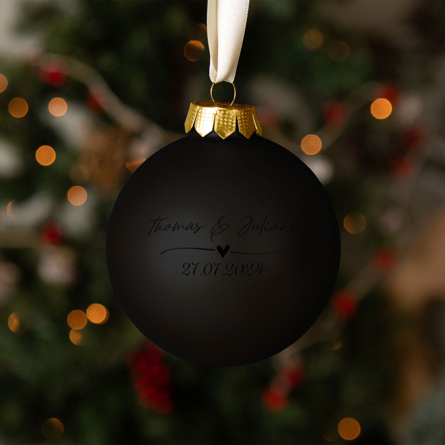 Gravierte Weihnachtskugel - Wedding Love