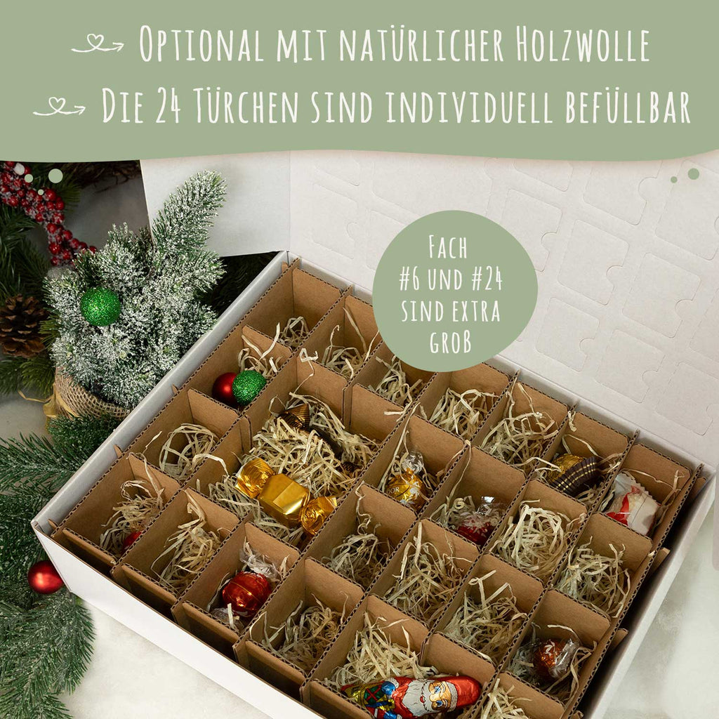 Personalisierter DIY Adventskalender mit Wintertrio Design zum selbst Befüllen