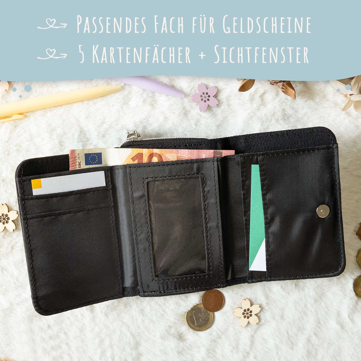 Bedruckte Geldbörse für Kinder im Superheld Silhouette Design
