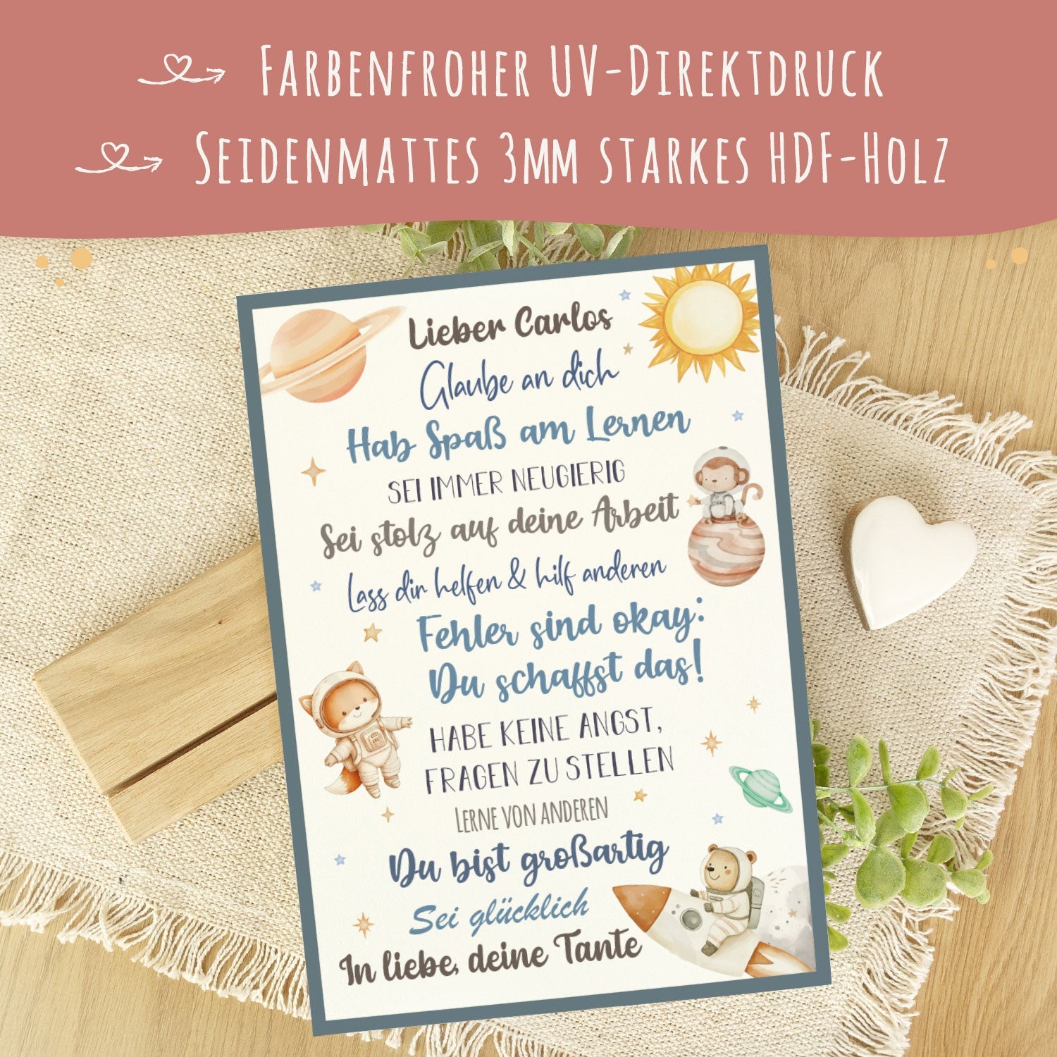Holzschild zur Einschulung - Weltall - Einschulungsmutmacher