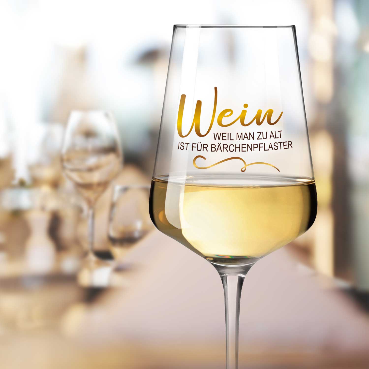 Leonardo Weinglas mit UV-Druck "Wein, weil man zu alt ist für Bärchenpflaster"