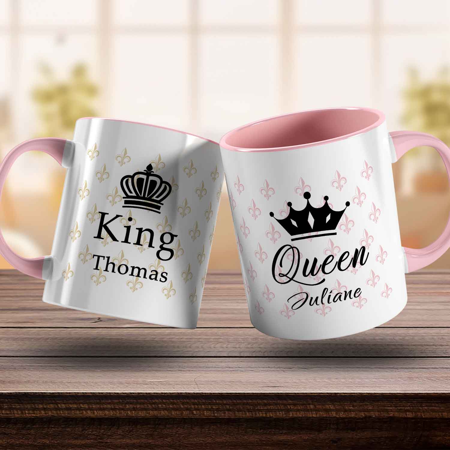 Bedruckte Tassen mit Spruch - King & Queen mit Namen
