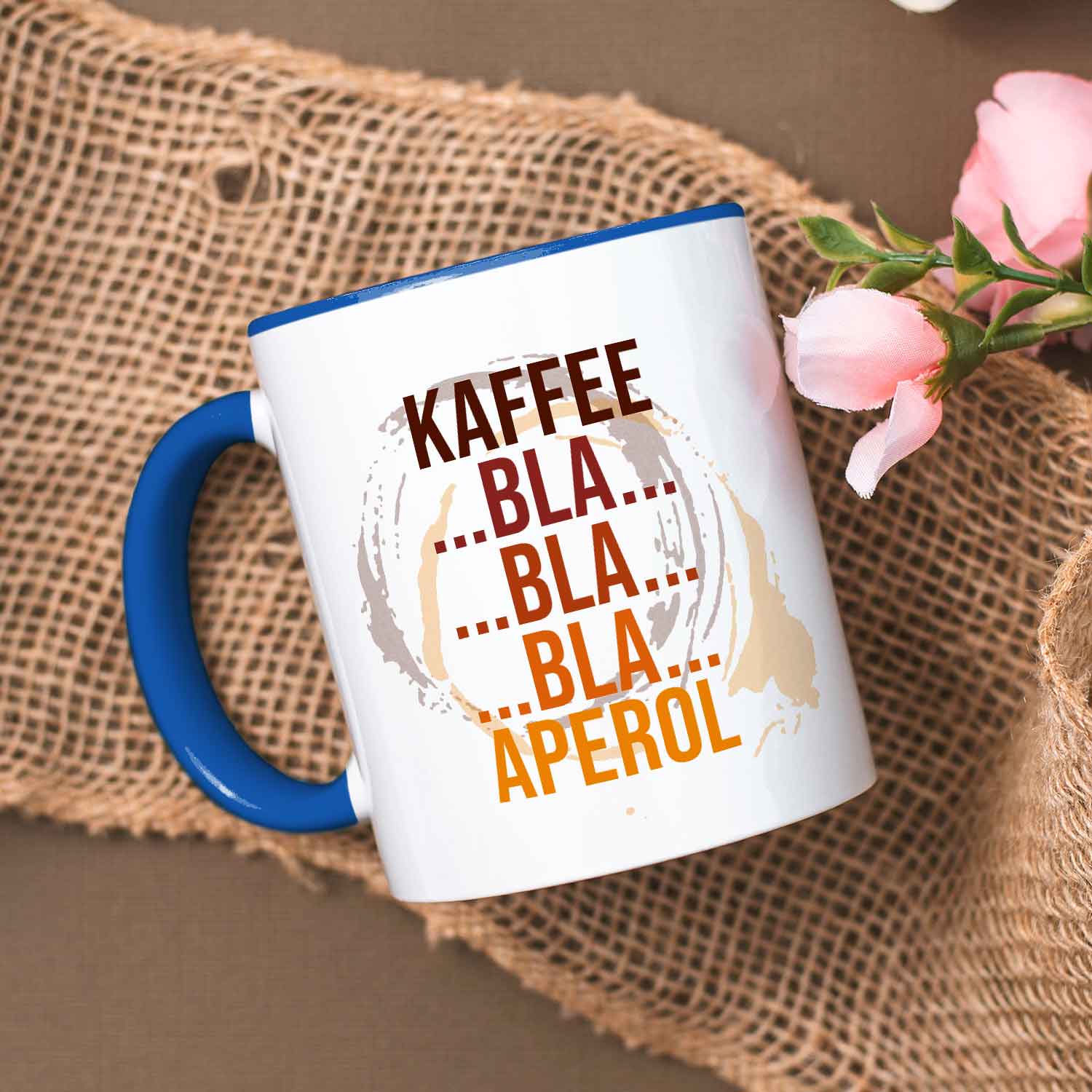 Bedruckte Tasse mit Aperol Spritz Motiv - Kaffee bla bla bla Aperol - Aperol Geschenk