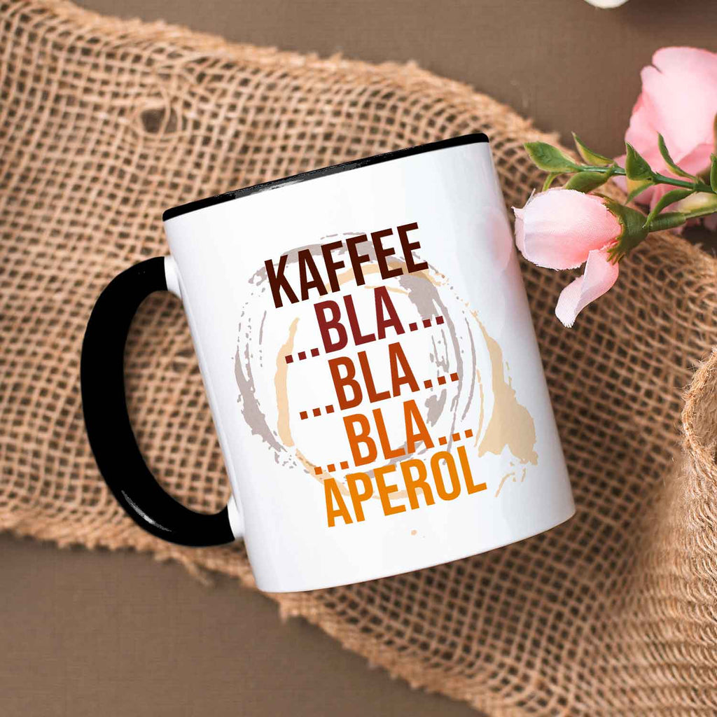 Bedruckte Tasse mit Aperol Spritz Motiv - Kaffee bla bla bla Aperol - Aperol Geschenk