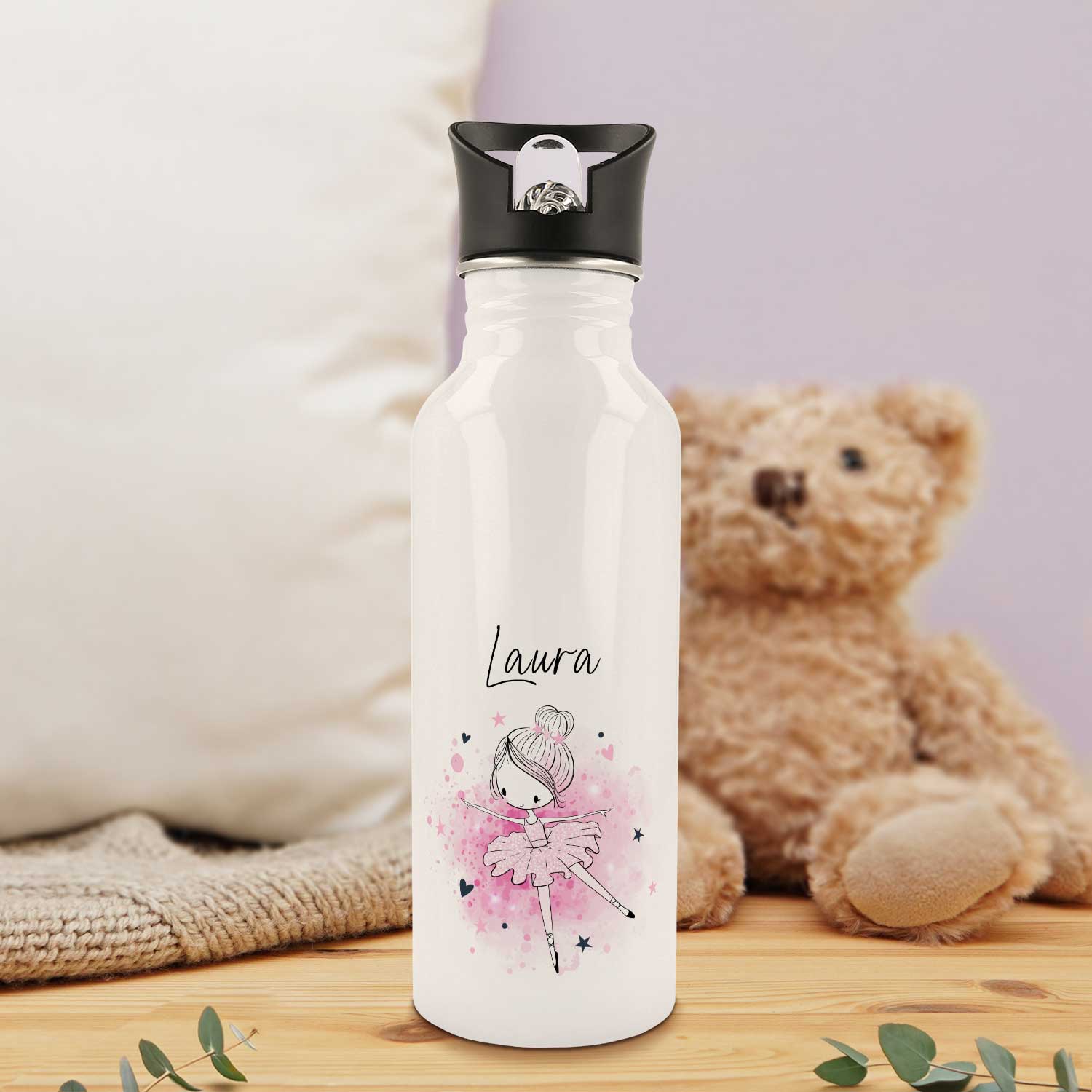 Bedruckte Trinkflasche aus Edelstahl - Ballerina