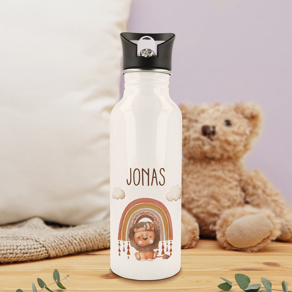 Bedruckte Trinkflasche aus Edelstahl - Regenbogen Indianer