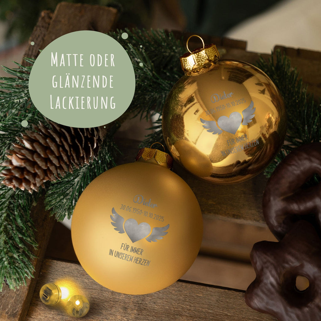 Gravierte Weihnachtskugel - Flügelherz