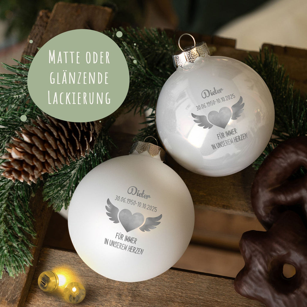 Gravierte Weihnachtskugel - Flügelherz